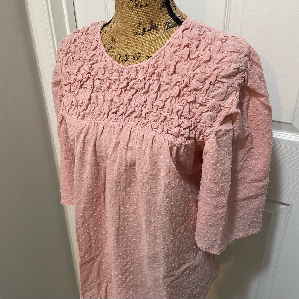 Pink Textured Blouse - Picture 1 of 9